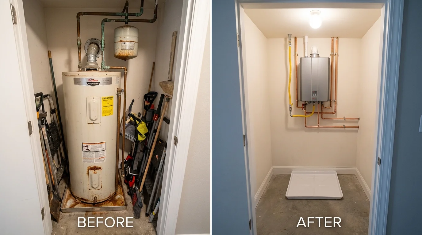 Tank water heater versus wall-mounted tankless unit comparison for Medford, WI homeowners